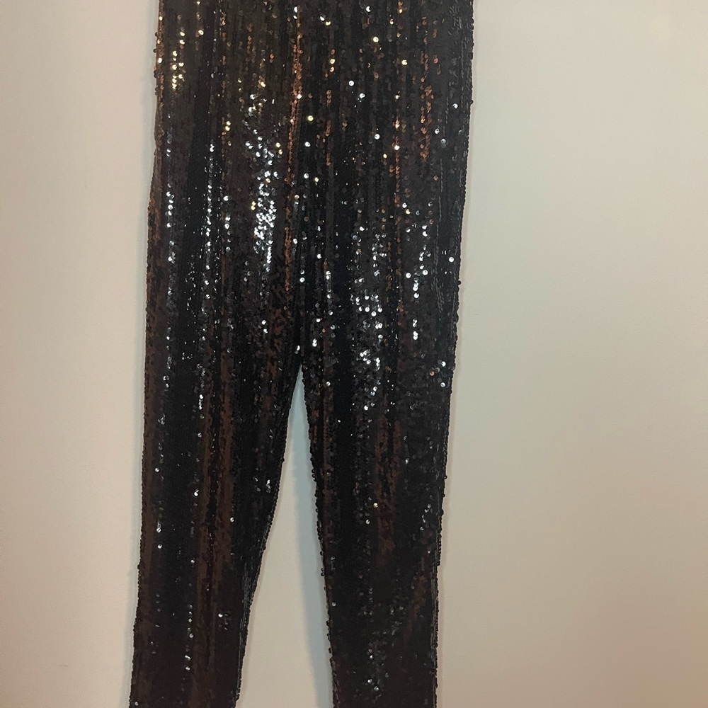 Francesca's Miami Collections Black Sequin pants size small new with tags